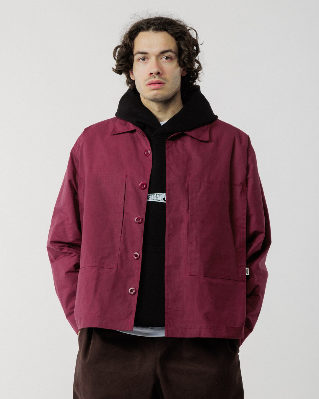 Nell Overshirt & Hood Set - Burgundy