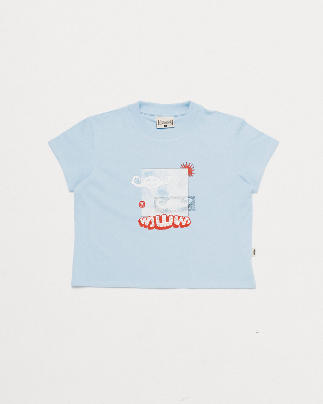 Plume Cropped T-Shirt - Sky Blue