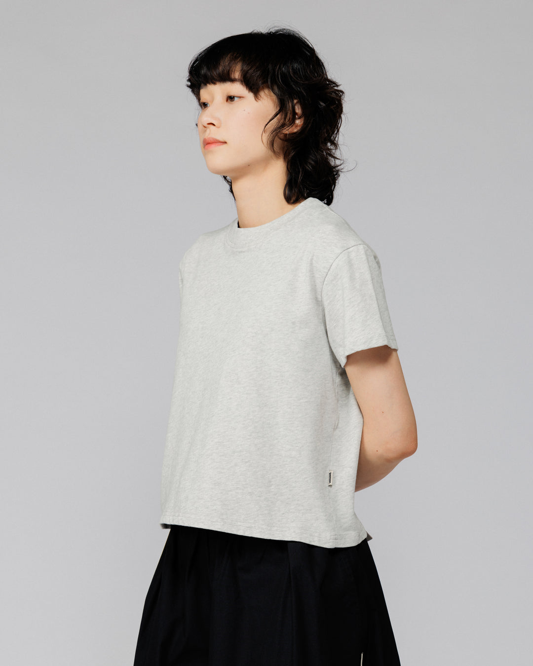 Mid-Weight Cropped Organic T-Shirt - Grey Marl