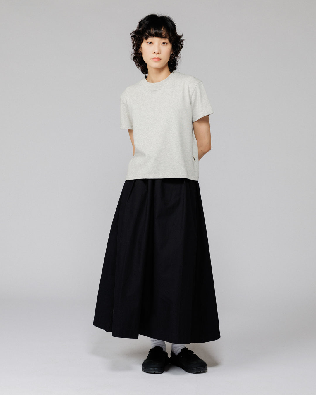 Mid-Weight Cropped Organic T-Shirt - Grey Marl