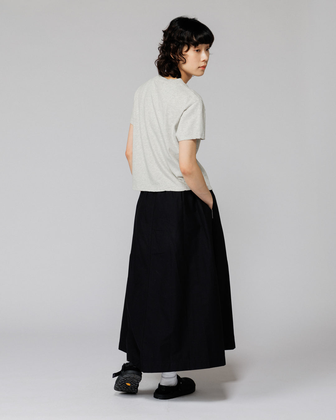 Mid-Weight Cropped Organic T-Shirt - Grey Marl
