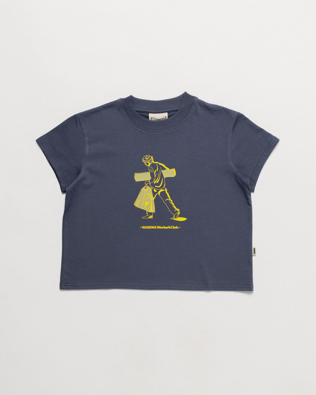 Cropped Workers Stride T-Shirt - Washed Blue