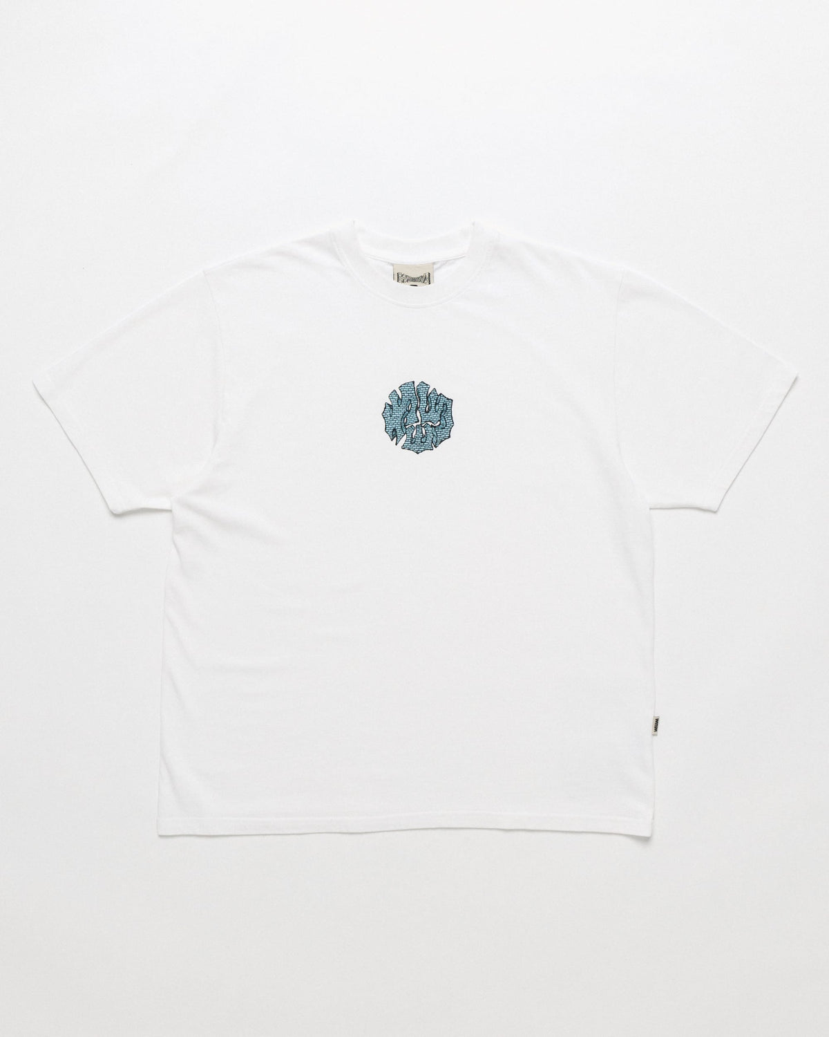 Blue Grounded Logo T-Shirt - White — front flat, garment shape