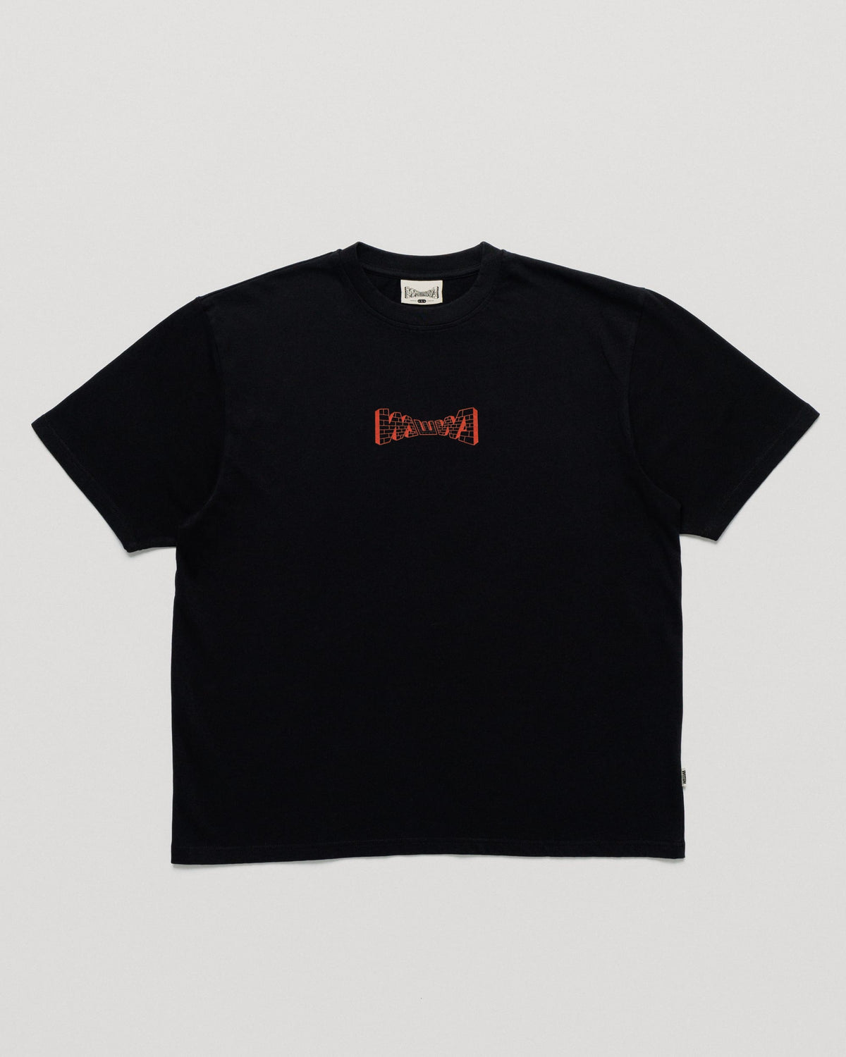 Brick Logo T-Shirt - Black — front flat, garment shape