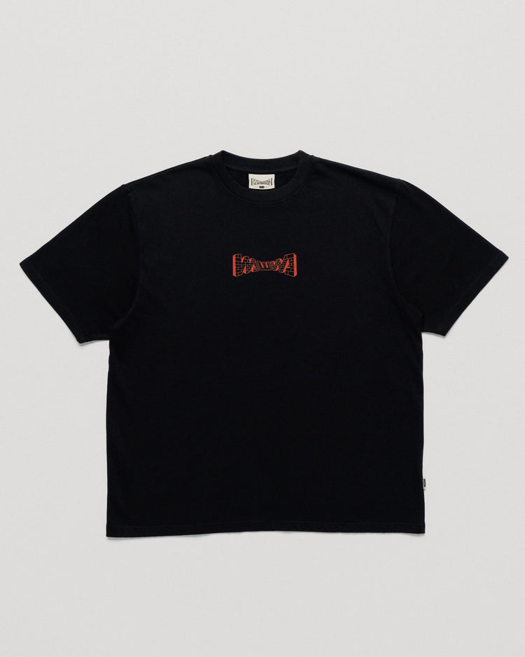 Brick Logo T-Shirt - Black — front flat, garment shape