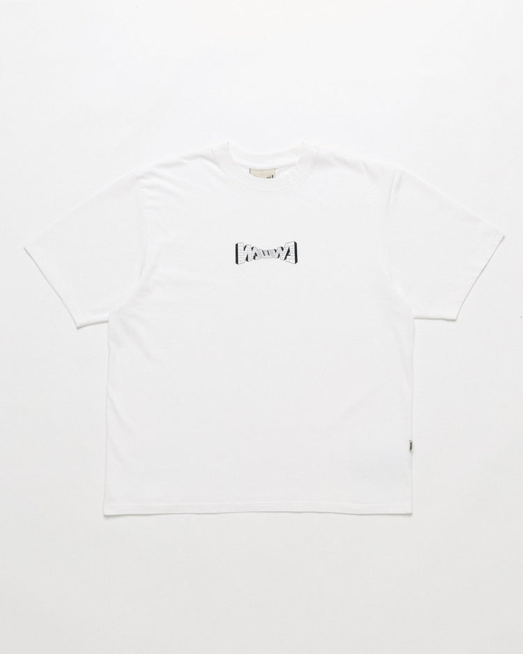 Brick Logo T-Shirt - White — front flat, garment shape