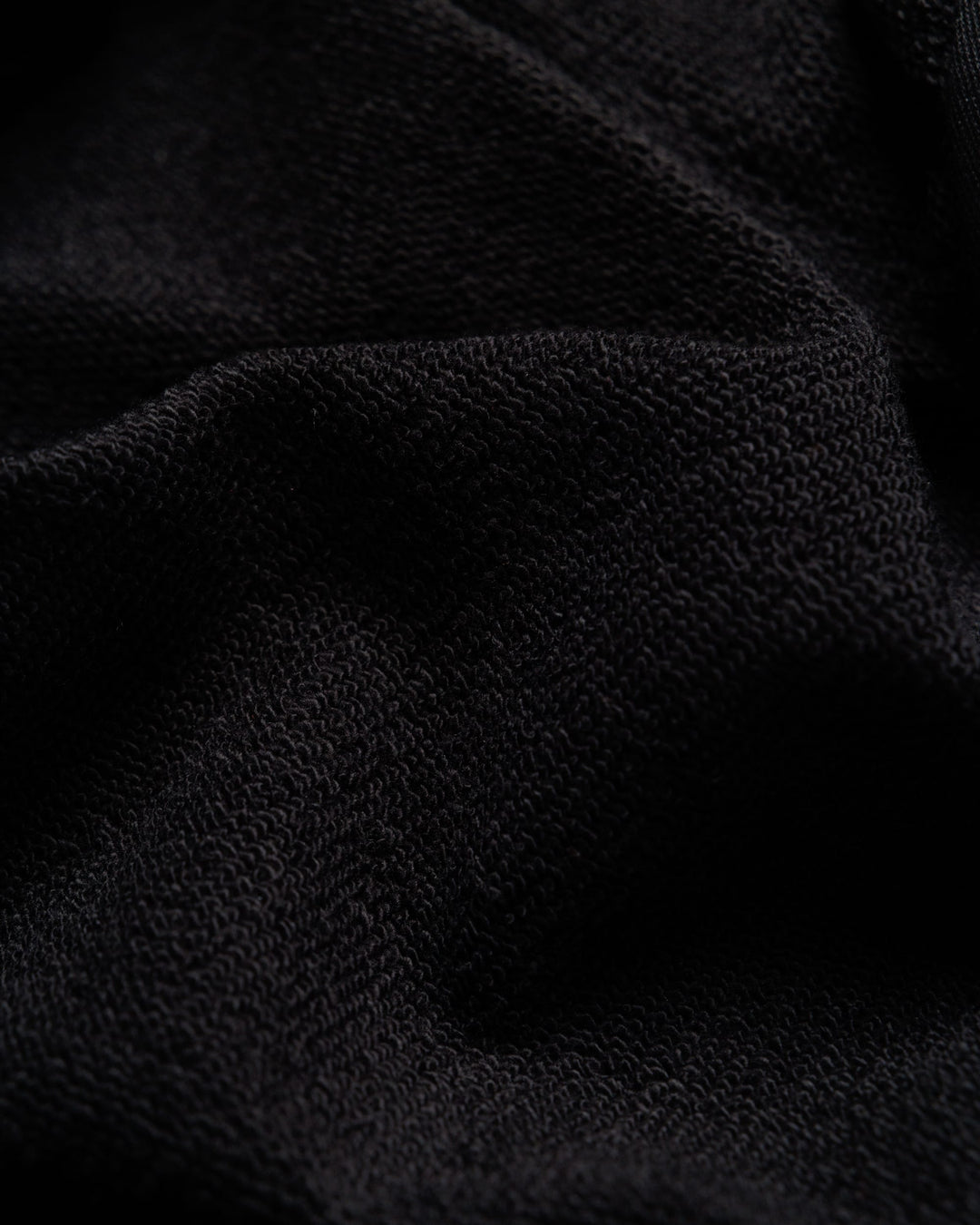 Heavyweight Two-Way Zip Hoody - Black — Loopback fabric texture close-up