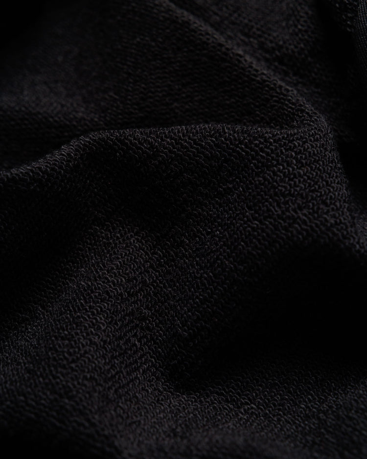 Heavyweight Two-Way Zip Hoody - Black — Loopback fabric texture close-up