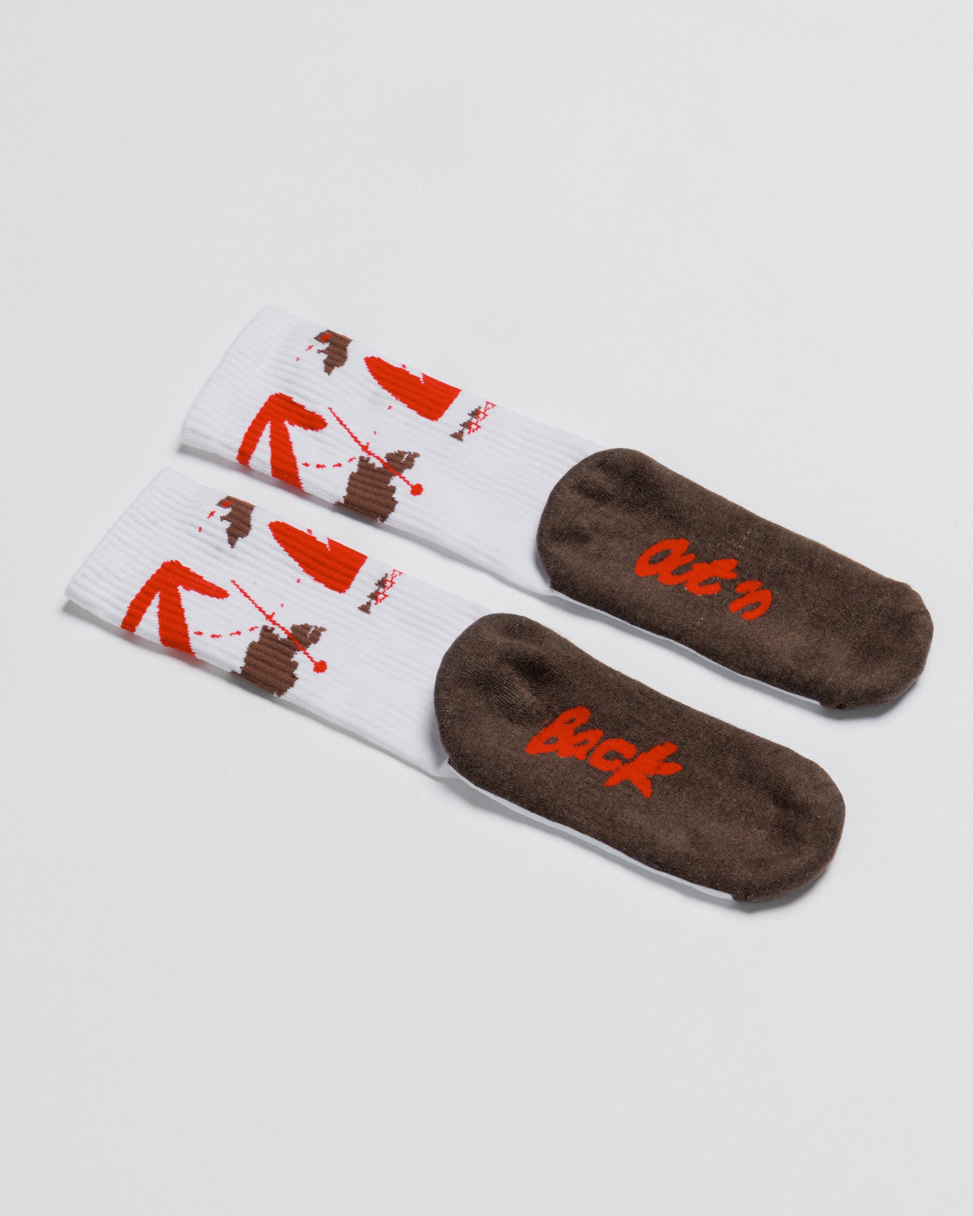 Outnback Running Socks in white and red, sole branding detail